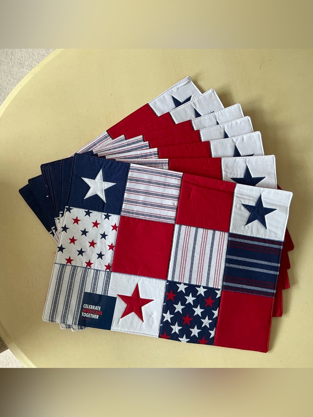 Set of 7 NWT Red White Blue Patriotic Fabric Place Mats 🇺🇸